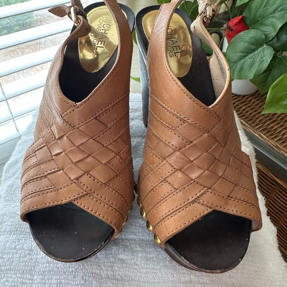 Michael Kors Women's Tan Wedge Sandals